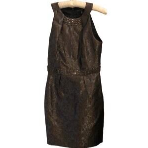 Carmen Marc valvo bronze brocade cocktail dress